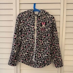 Disney Minnie Mouse Leopard Print Hoodie - Black, Pink, White